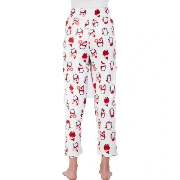 NWOT NYC Underground Women's Penguin Printed Plush Straight Leg Lounge Pants - Picture 3 of 7